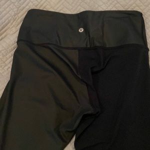 black 1/2 shinny 1/2 matte lululemon leggings 23 inch inseam size 8